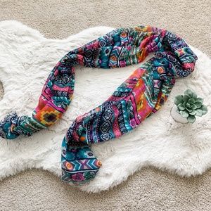 Navy and Pink Aztec Pattern Oblong Lightweight Scarf